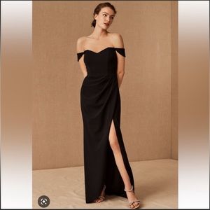 BHLDN Black Rossi Crepe Maxi Dress Gown
